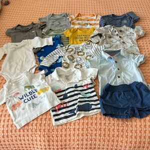 Bundle Assortment 14 Pieces Baby Boy 3 Months EUC Onesies Shorts Shirt Etc